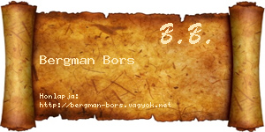 Bergman Bors névjegykártya